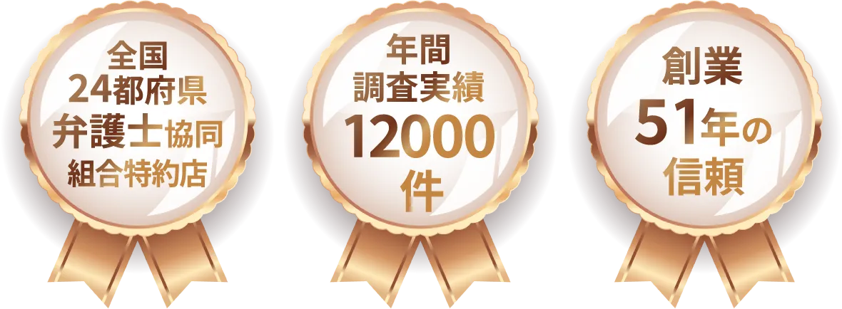 全国24都道府県弁護士協同組合特約店、年間調査実績12000件、創業51年の信頼